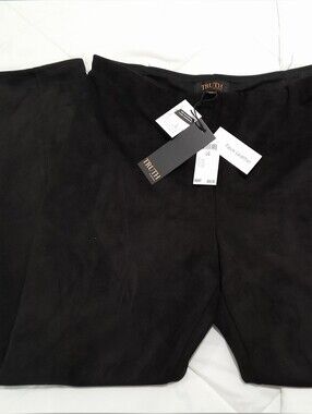 NWT Truth Faux Leather Suede Feel Leggings Black Size Large